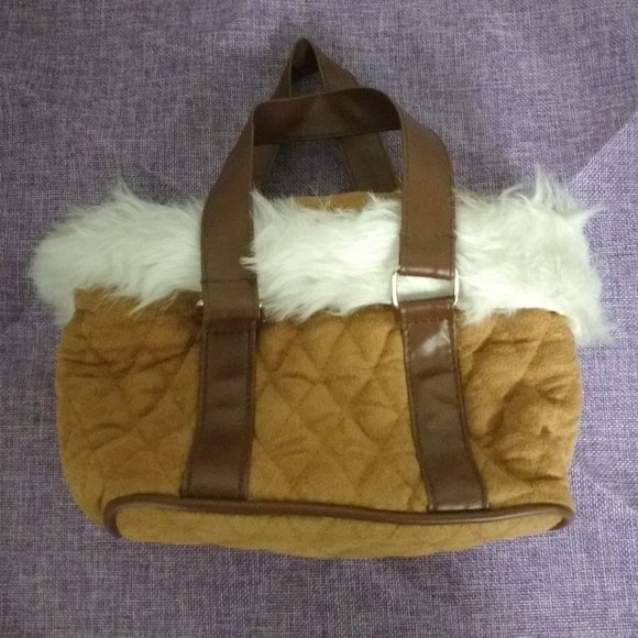 Handbags - Brown Mini-Bag with Furry Trim!